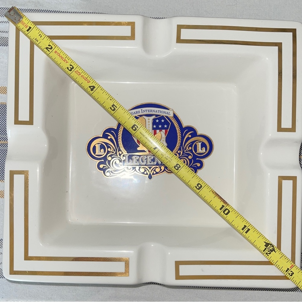 LARGE  Beautiful Legends Ashtray  Ceramic Gold Trim NIB PATRIOTIC